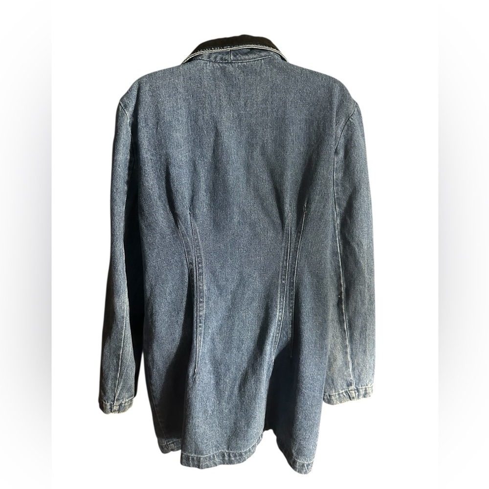 L/XL Coldwater Creek Denim Jacket with Dark Collar.  LG/GR/GR01 - Picture 2 of 3
